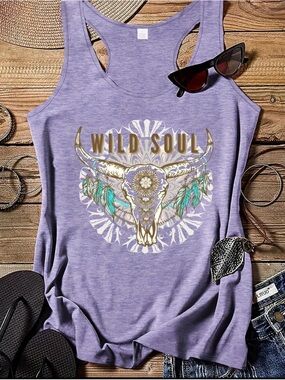 BOHO Wild Soul Lavender Graphic Racerback Tank Top